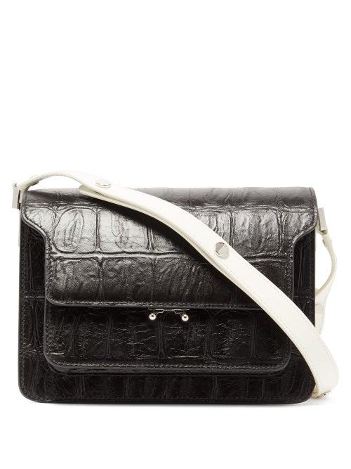 Matchesfashion.com Marni - Trunk Medium Crocodile Effect Leather Shoulder Bag - Womens - White Black
