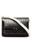 Matchesfashion.com Marni - Trunk Medium Crocodile Effect Leather Shoulder Bag - Womens - White Black