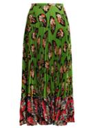 Andrew Gn Fan-print Pleated Silk Skirt