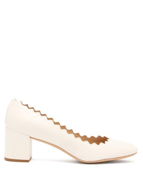 Matchesfashion.com Chlo - Lauren Scallop Edge Leather Pumps - Womens - White