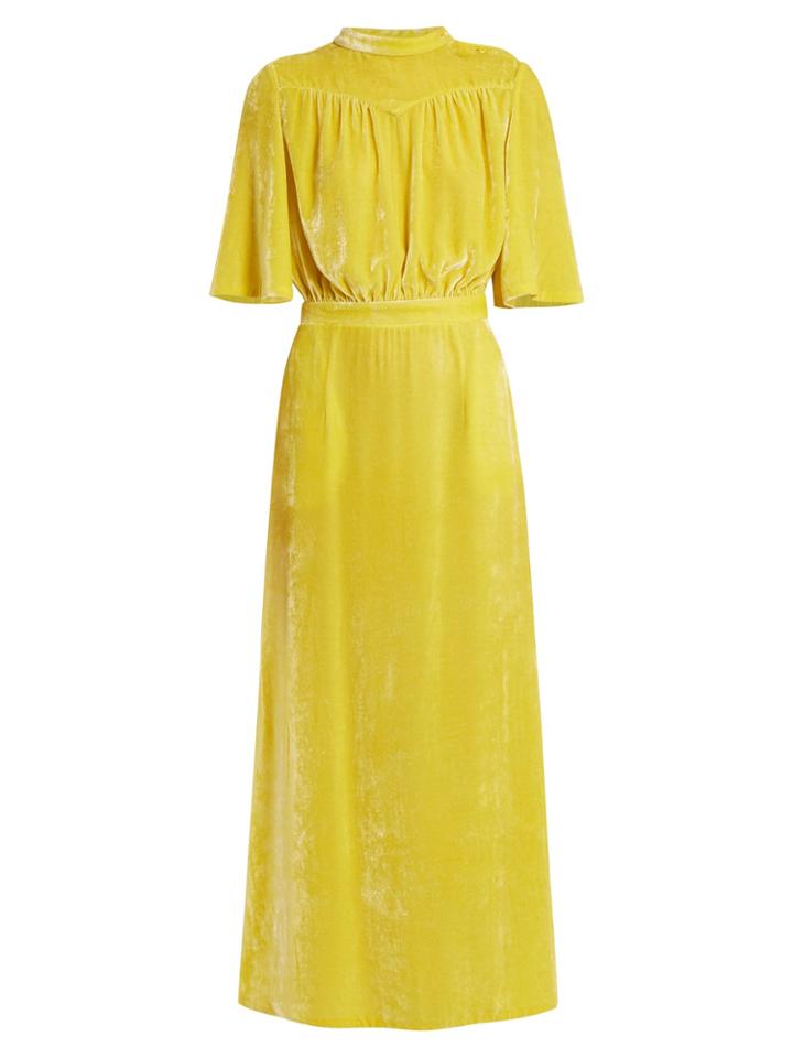Attico Gathered Velvet Midi Dress