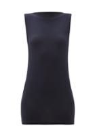 Matchesfashion.com Wolford - Aurora Boat-neck Biodegradable Modal-blend Top - Womens - Navy