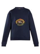 Matchesfashion.com Burberry - Unisex Crest Embroidered Round Neck Sweatshirt - Womens - Blue