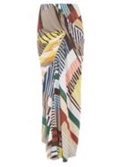 Matchesfashion.com Rick Owens Drkshdw - Geometric-print Ruched Crepe Maxi Skirt - Womens - Grey Multi