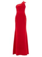 Matchesfashion.com Roland Mouret - Gosford Asymmetric Wool-crepe Gown - Womens - Red