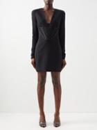 Versace - V-neck Silk-trim Crepe Midi Dress - Womens - Black