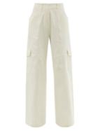 Ladies Rtw Petar Petrov - Garnet Cargo-pocket Cotton-gabardine Trousers - Womens - Ivory