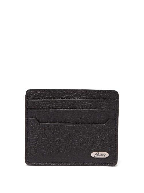 Brioni - Grained-leather Cardholder - Mens - Black
