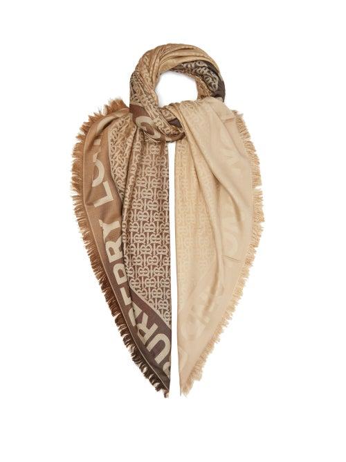 Matchesfashion.com Burberry - Tb-jacquard Mulberry-silk-blend Scarf - Womens - Beige