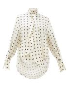Matchesfashion.com Petar Petrov - Beverly Polka Dot Print Silk Twill Blouse - Womens - White Black