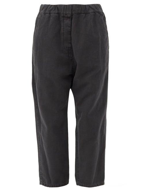 Matchesfashion.com Nili Lotan - Casablanca Cotton-blend Cropped Trousers - Womens - Dark Grey
