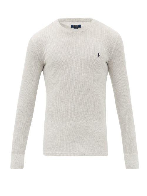 Matchesfashion.com Polo Ralph Lauren - Logo-embroidered Cotton-blend Long-sleeved T-shirt - Mens - Light Grey