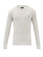 Matchesfashion.com Polo Ralph Lauren - Logo-embroidered Cotton-blend Long-sleeved T-shirt - Mens - Light Grey