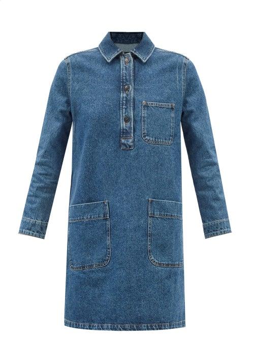 A.p.c. - Aurelia Denim Mini Shirt Dress - Womens - Mid Denim