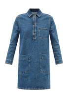 A.p.c. - Aurelia Denim Mini Shirt Dress - Womens - Mid Denim