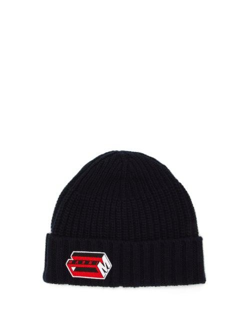 Matchesfashion.com Marni - 3d Logo Embroidered Wool Blend Beanie - Mens - Navy