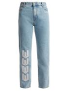Off-white Embroidered Straight-leg Jeans