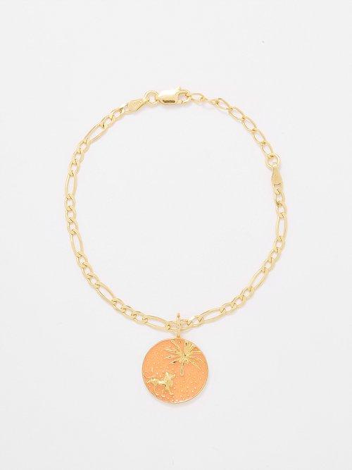 Hermina Athens - Circe's Lion Enamel & Gold-plated Bracelet - Womens - Orange Multi