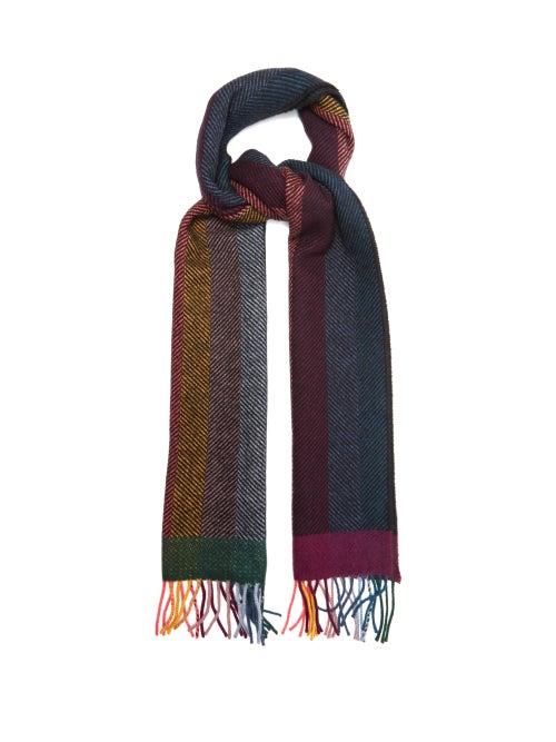 Paul Smith - Signature-stripe Wool-blend Herringbone Scarf - Mens - Multi