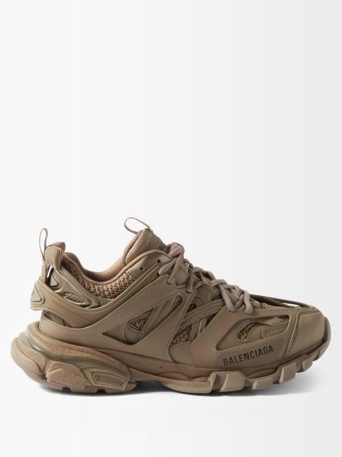 Balenciaga - Track Faux-leather And Recycled-mesh Trainers - Womens - Brown