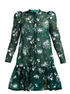 Matchesfashion.com Erdem - Rosaline Embroidered Lace Dropped Hem Dress - Womens - Green Multi