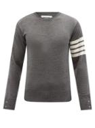 Thom Browne - Four-bar Merino Sweater - Mens - Grey