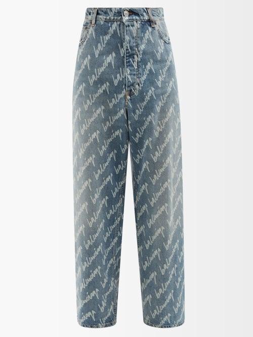 Balenciaga - New Scribble-print Wide-leg Jeans - Mens - Light Blue