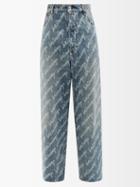 Balenciaga - New Scribble-print Wide-leg Jeans - Mens - Light Blue