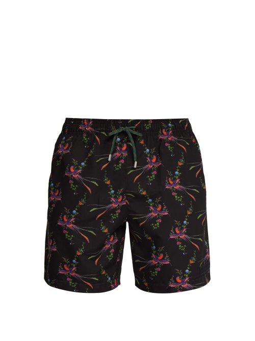 Matchesfashion.com Stella Mccartney - Bird Of Paradise Print Swim Shorts - Mens - Black