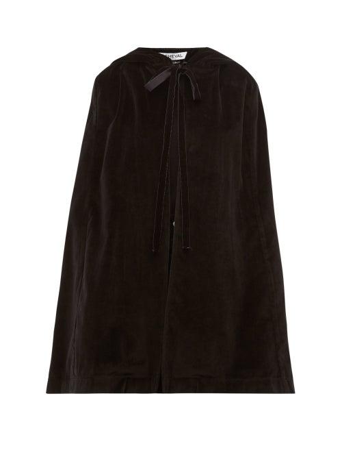 Matchesfashion.com Cheval Pampa - Hooded Cotton Velvet Cape - Womens - Black