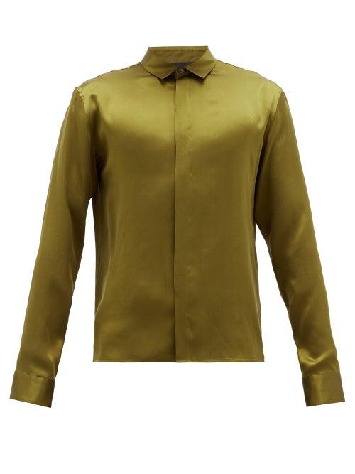 Matchesfashion.com Haider Ackermann - Silk-satin Shirt - Mens - Khaki