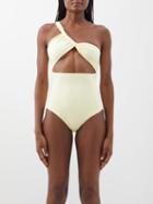 Sara Cristina - Narcissus One-shoulder Cutout Swimsuit - Womens - Pale Yellow