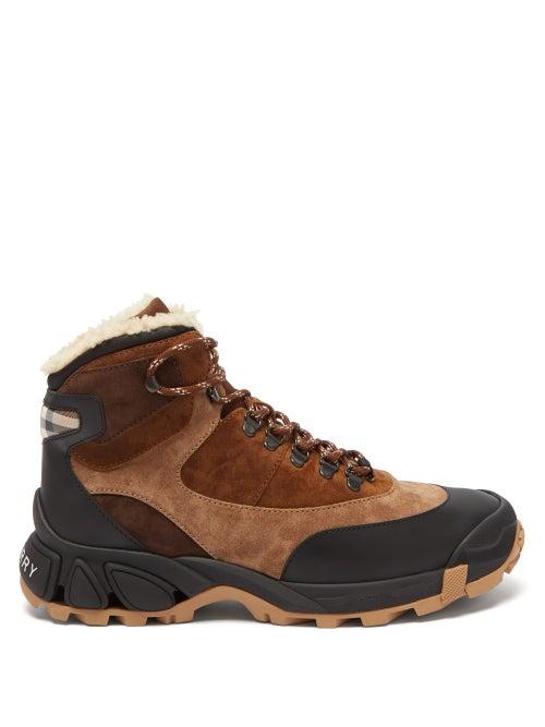 Burberry - Tor Shearling-lined Suede Boots - Mens - Black Brown