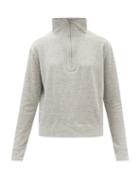 Nili Lotan - Quarter-zip Cotton-blend Jersey Sweatshirt - Womens - Light Grey