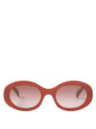 Celine Eyewear - Triomphe Oversized Oval Acetate Sunglasses - Womens - Dark Burgundy