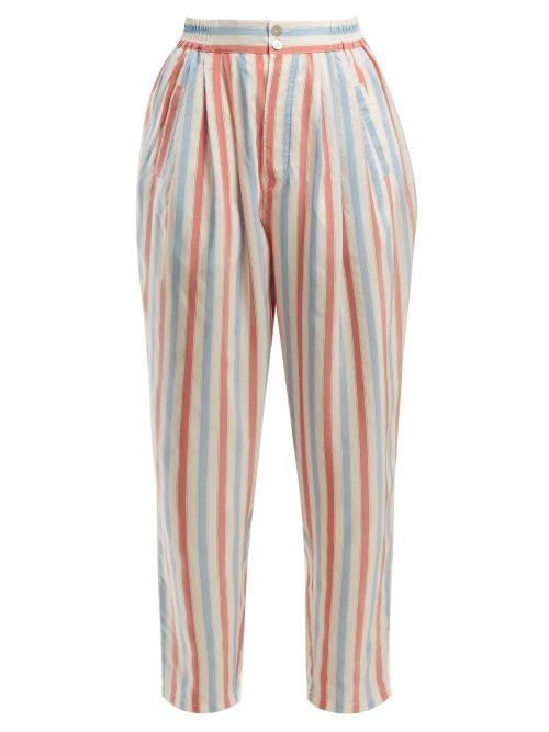 Matchesfashion.com Thierry Colson - Sam Striped Silk Trousers - Womens - Red Stripe