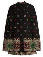 Alexander Mcqueen Cross-stitch Jacquard Wool Mix Cape