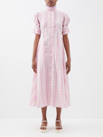 Thierry Colson - Venetia Floral-print Cotton Dress - Womens - Pink Multi