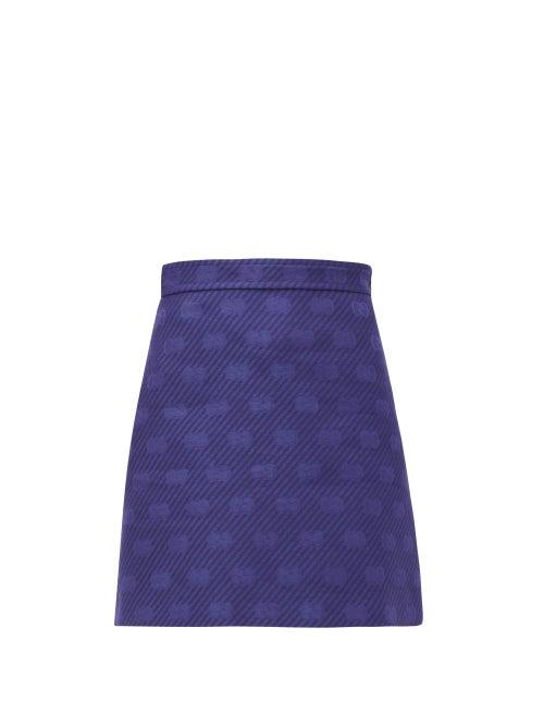 Matchesfashion.com Gucci - Gg-jacquard Wool-blend Mini Skirt - Womens - Blue