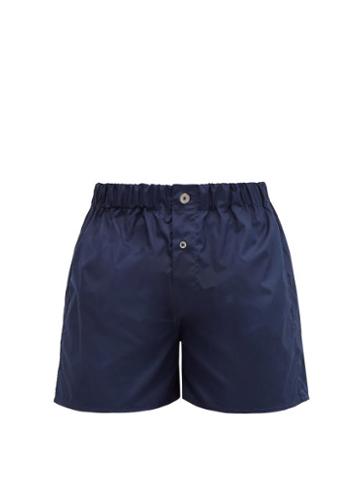 Matchesfashion.com Emma Willis - Superior Cotton-poplin Boxer Shorts - Mens - Navy