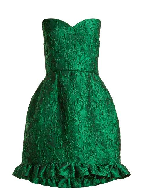 Matchesfashion.com Emilio De La Morena - Golde Floral Jacquard Strapless Mini Dress - Womens - Green
