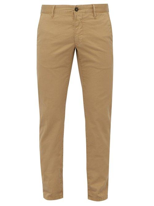 Matchesfashion.com Incotex - Slim Fit Stretch Cotton Chino Trousers - Mens - Beige