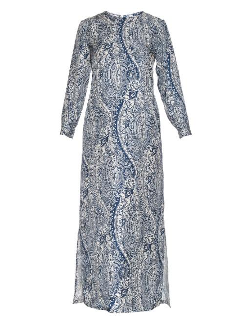 La Doublej Editions Bandana Long-sleeved Silk Maxi Dress