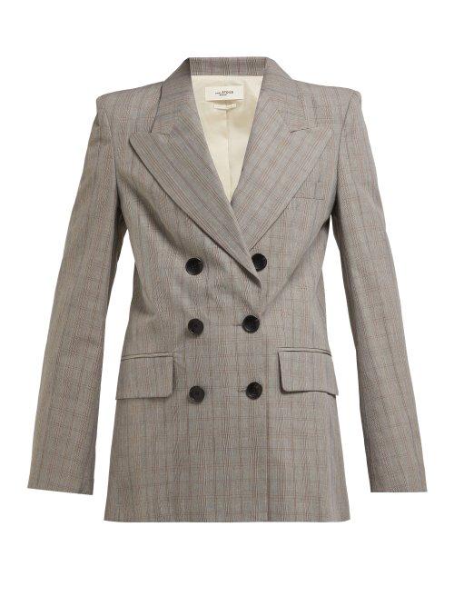 Matchesfashion.com Isabel Marant Toile - Iliane Checked Blazer - Womens - Light Grey