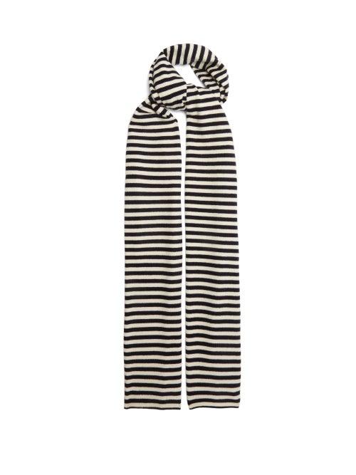 Extreme Cashmere - No.214 Link Striped Stretch-cashmere Scarf - Womens - Black & White