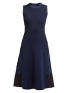 Matchesfashion.com Proenza Schouler - Pieced Rib Knit Cotton Blend Dress - Womens - Blue Multi
