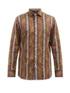 Matchesfashion.com Etro - Striped Paisley-print Cotton-poplin Shirt - Mens - Orange Multi