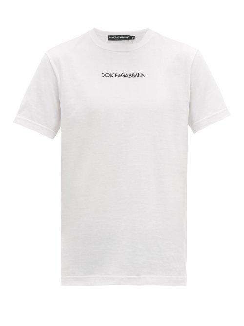 Matchesfashion.com Dolce & Gabbana - Logo Embroidered Cotton T Shirt - Mens - White