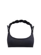 Matchesfashion.com The Attico - Twist-strap Scoop-neck Bikini Top - Womens - Black