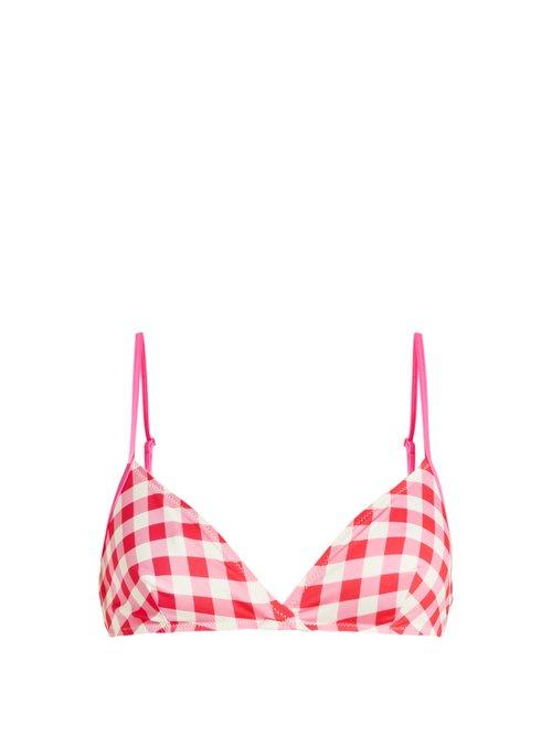 Matchesfashion.com Solid & Striped - The Brigitte Gingham Bikini Top - Womens - Pink